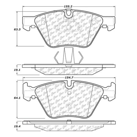Centric Parts Posi Ceramic Pad, 105.10610, Front 105.10610